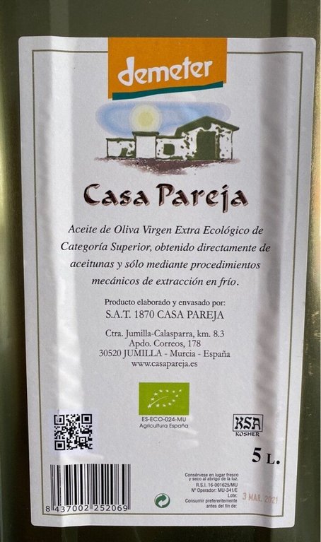 Aceite de Oliva Virgen Ecológico